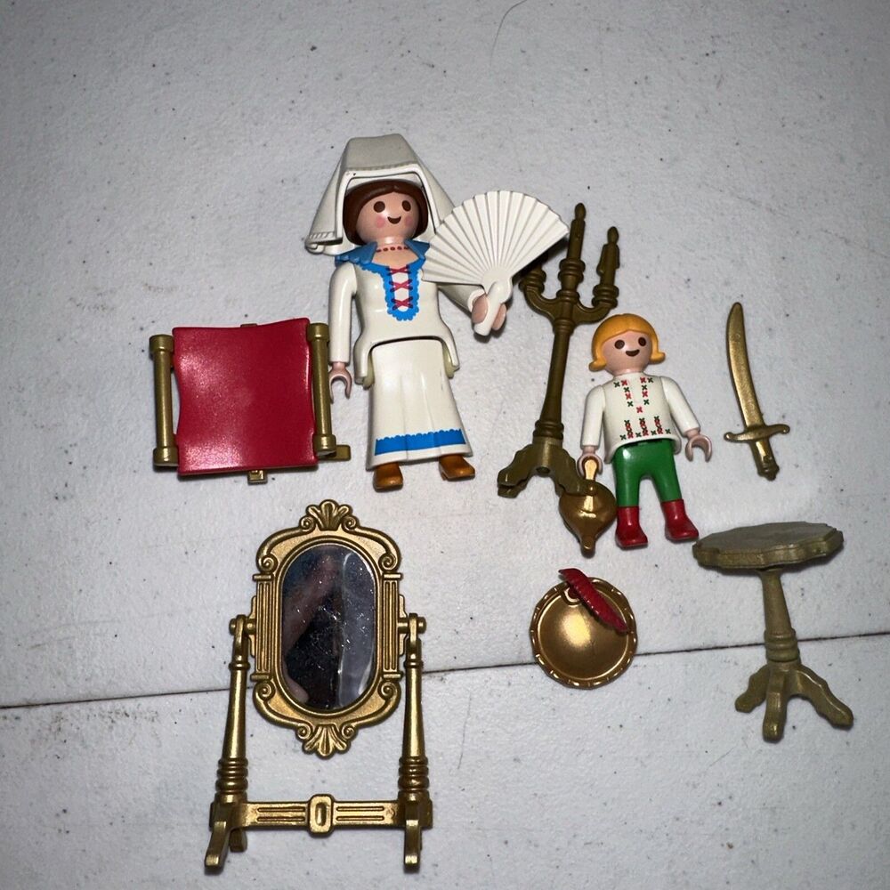 Vtg PlayMobil Lady In Waiting Figure And Accessories Lot 1987-1992 Geobra